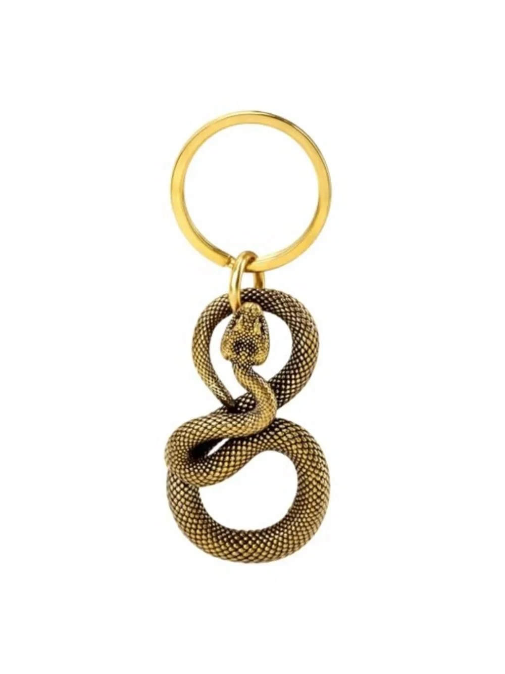 Brass Snake Keychain Gold Animal Charm Key Ring for Bags Purses Gifting